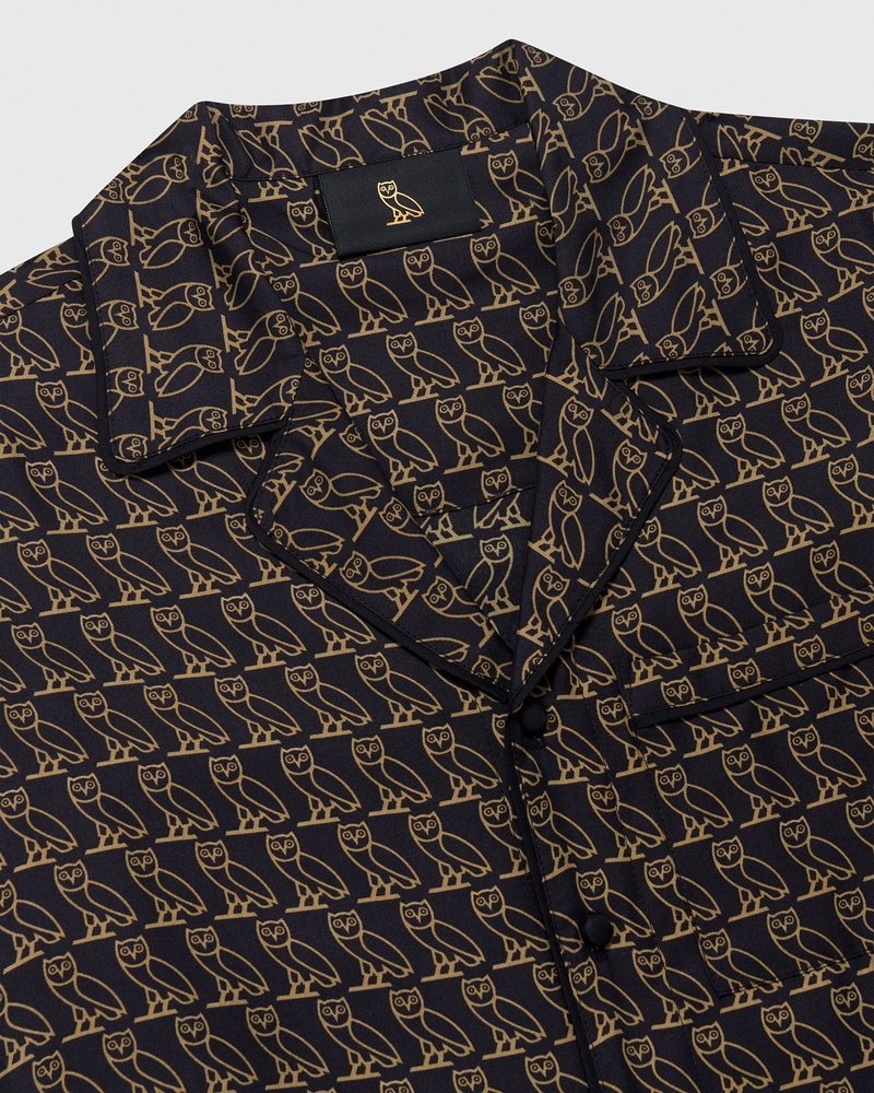 tops octobers very own ovo silk pajama shirt black